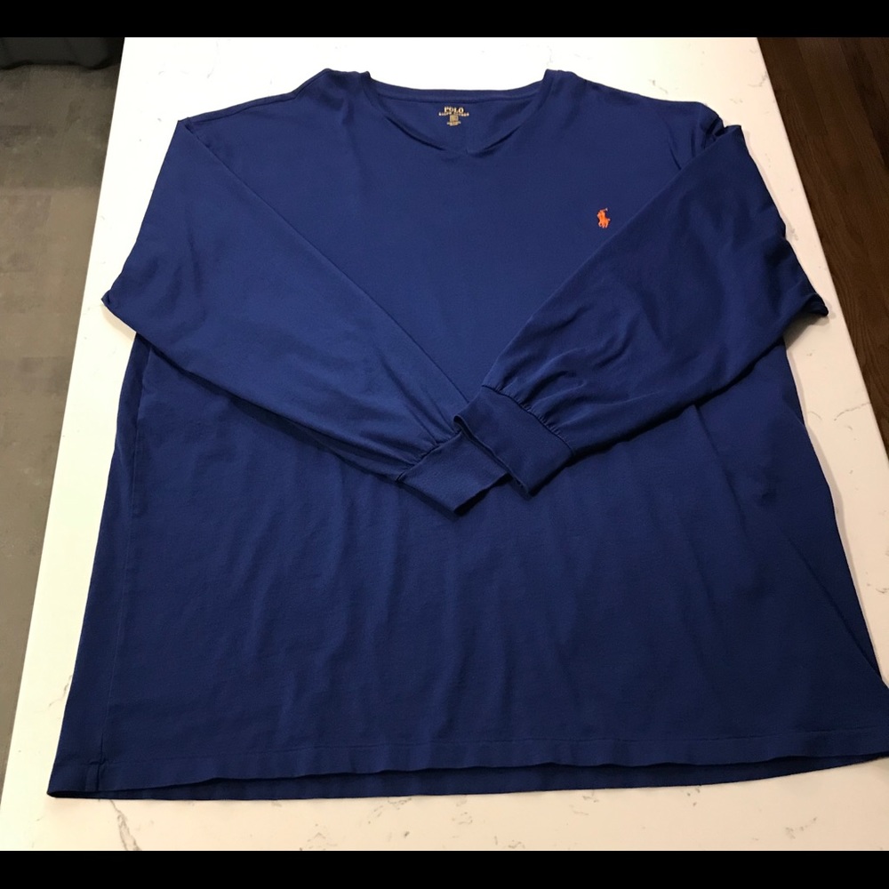 Polo Ralph Lauren v neck long sleeve blue NWOT